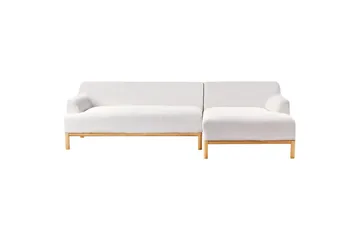 Hörnsoffa Beliani Sosjo Beige, ljust trä, Högervänd White||Light colored wood Right-faced - Møbler - Sofaer - Hjørnesofaer - Hjørnesofa med divan