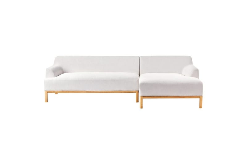 Hörnsoffa Beliani Sosjo Beige, ljust trä, Högervänd White||Light colored wood Right-faced - Møbler - Sofaer - Hjørnesofaer - Hjørnesofa med divan