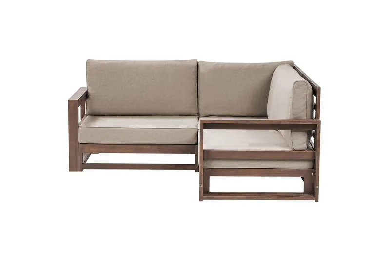 Hörnsoffa Beliani Timor Ljus trä/grått/beige, Ja Dark wood||Grey||Beige