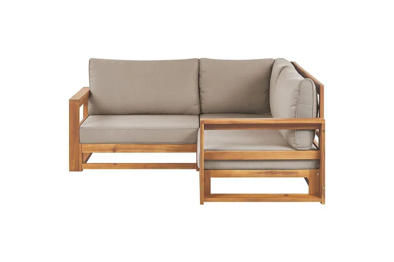 Hörnsoffa Beliani Timor Ljus trä/grått/beige, Ja Light wood||Grey||Beige