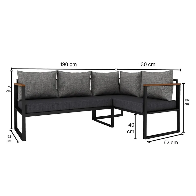 Hue Hagesofa 190 cm - Grå/Antrasitt - Hagemøbler & utemiljø - Utesofa - Hagesofa & hagebenk