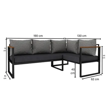 Hue Hagesofa 190 cm - Grå/Antrasitt - Hagemøbler & utemiljø - Utesofa - Hagesofa & hagebenk