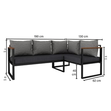 Hue Hagesofa 190 cm - Grå/Antrasitt - Hagemøbler & utemiljø - Utesofa - Hagesofa & hagebenk