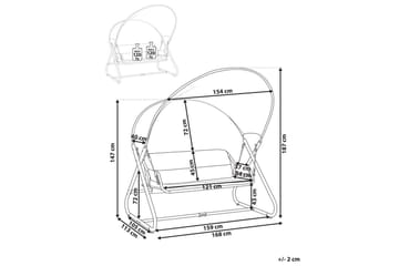 Huske til hagen Solagna - Lys grå, 168x113x187 cm - Hagemøbler & utemiljø - Utesofa - Hengesofa