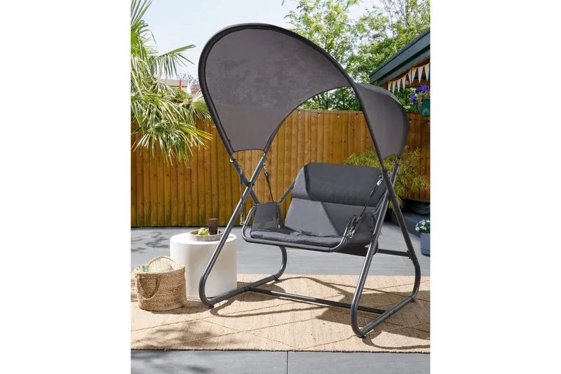 Huske til hagen Solagna - Mørk grå, 114x117x182 cm - Hagemøbler & utemiljø - Utesofa - Hengesofa