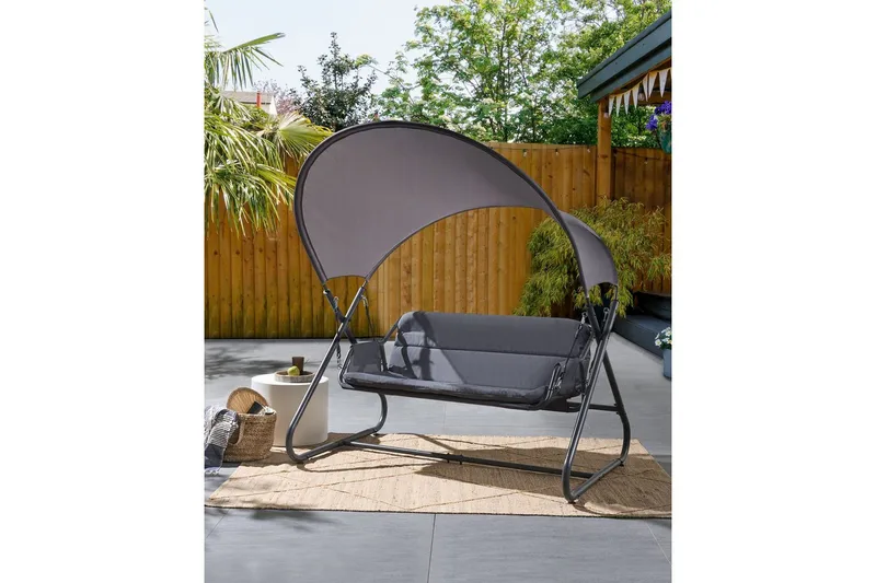 Huske til hagen Solagna - Mørk grå, 168x113x187 cm - Hagemøbler & utemiljø - Utesofa - Hengesofa