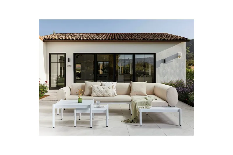 Loungegrupp Beliani Rasiglia Beige||White - Hagemøbler & utemiljø - Loungemøbler - Loungegrupper