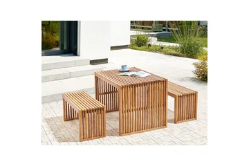Set med 2 trädgårdsbänkar Beliani Sulzano Light wood - Hagemøbler & utemiljø - Utesofa - Hagebenk & utebenk