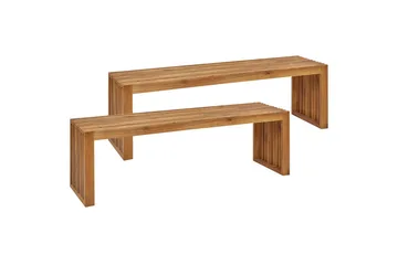 Set med 2 trädgårdsbänkar Beliani Sulzano Light wood - Hagemøbler & utemiljø - Utesofa - Hagebenk & utebenk