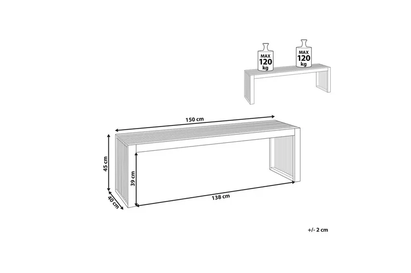 Set med 2 trädgårdsbänkar Beliani Sulzano Light wood - Hagemøbler & utemiljø - Utesofa - Hagebenk & utebenk