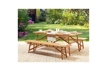 Set med 2 trädgårdsbänkar Beliani Tindari Light wood - Hagemøbler & utemiljø - Utesofa - Hagebenk & utebenk
