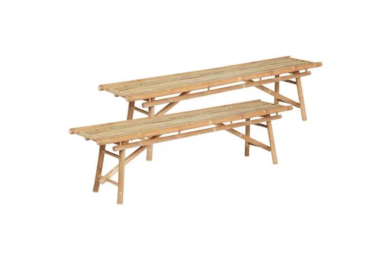 Set med 2 trädgårdsbänkar Beliani Tindari Light wood