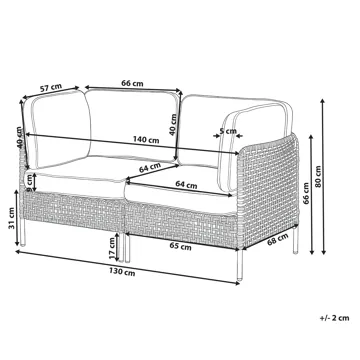 Sofa utendørs 2-seter Omegana kunstrotting - Beige/Svart - Hagemøbler & utemiljø - Utesofa