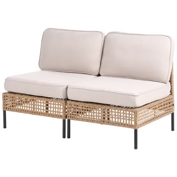 Sofa utendørs 2-seter Omegana uten armlener kunstrotting - Beige/Svart - Hagemøbler & utemiljø - Utesofa