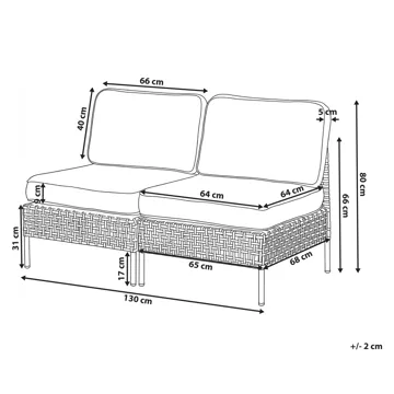Sofa utendørs 2-seter Omegana uten armlener kunstrotting - Beige/Svart - Hagemøbler & utemiljø - Utesofa