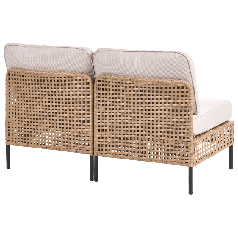 Sofa utendørs 2-seter Omegana uten armlener kunstrotting - Beige/Svart - Hagemøbler & utemiljø - Utesofa