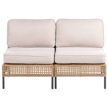 Sofa utendørs 2-seter Omegana uten armlener kunstrotting - Beige/Svart - Hagemøbler & utemiljø - Utesofa