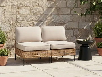 Sofa utendørs 2-seter Omegana uten armlener kunstrotting - Beige/Svart - Hagemøbler & utemiljø - Utesofa