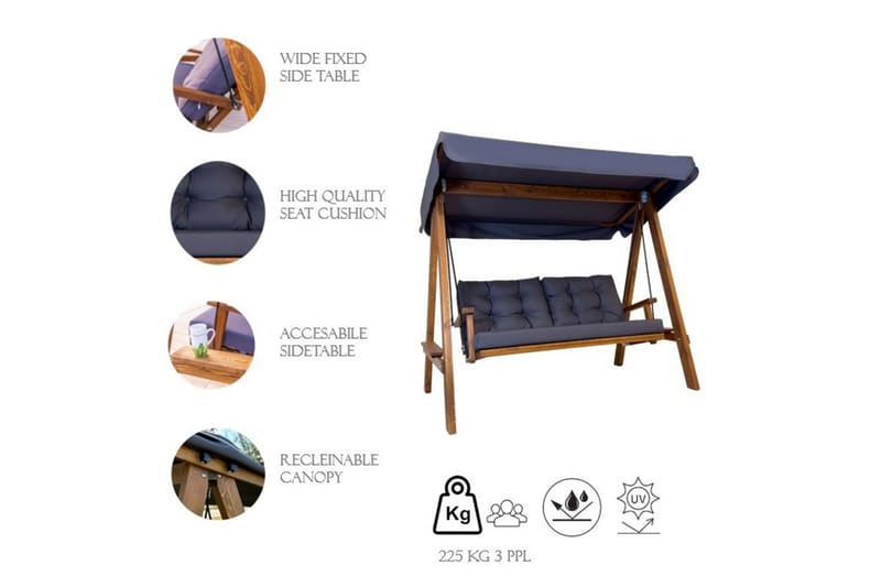 Taharoa utendørs hengende sofa 3-seter - Antrasitt - Hagemøbler & utemiljø - Utesofa - Hengesofa