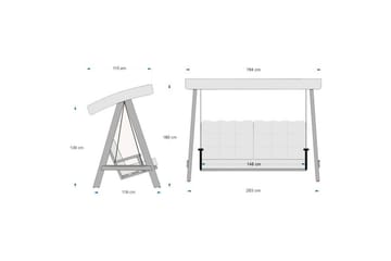 Taharoa utendørs hengende sofa 3-seter - Antrasitt - Hagemøbler & utemiljø - Utesofa - Hengesofa
