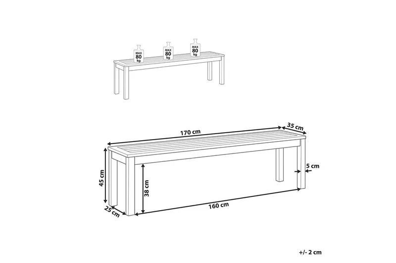 Trädgårdsbänk Beliani Monsano Light wood - Hagemøbler & utemiljø - Utesofa - Hagebenk & utebenk