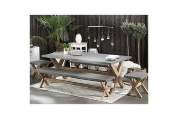 Trädgårdsbänk Beliani Olbia Grå/ljust trä Grey||Light wood - Hagemøbler & utemiljø - Utesofa - Hagebenk & utebenk