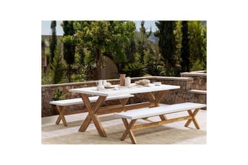 Trädgårdsbänk Beliani Olbia Grå/ljust trä White||Light wood - Hagemøbler & utemiljø - Utesofa - Hagebenk & utebenk