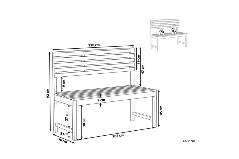 Trädgårdsbänk Beliani Treia Light wood - Hagemøbler & utemiljø - Utesofa - Hagebenk & utebenk