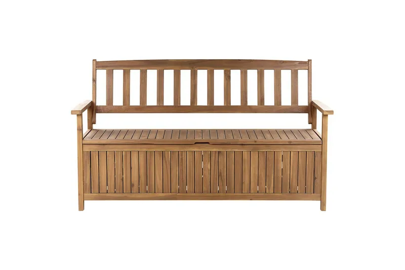 Trädgårdsbänk med dyna Beliani Sovana Ljus trä/beige/grå, 160 cm Light wood||Red - Hagemøbler & utemiljø - Utesofa - Hagebenk & utebenk