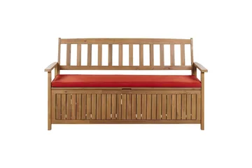 Trädgårdsbänk med dyna Beliani Sovana Ljus trä/beige/grå, 160 cm Light wood||Red - Hagemøbler & utemiljø - Utesofa - Hagebenk & utebenk
