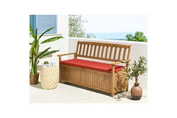 Trädgårdsbänk med dyna Beliani Sovana Ljus trä/beige/grå, 160 cm Light wood||Red - Hagemøbler & utemiljø - Utesofa - Hagebenk & utebenk