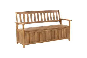 Trädgårdsbänk med dyna Beliani Sovana Ljus trä/beige/grå, 160 cm Light wood||Red - Hagemøbler & utemiljø - Utesofa - Hagebenk & utebenk