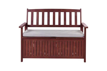 Trädgårdsbänk med dyna Beliani Sovana Mörk trä/vit, 120 cm Brown||Grey