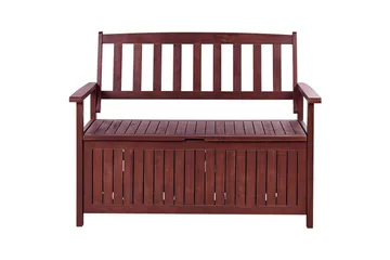 Trädgårdsbänk med dyna Beliani Sovana Mörk trä/vit, 120 cm Brown||Red - Hagemøbler & utemiljø - Utesofa - Hagebenk & utebenk