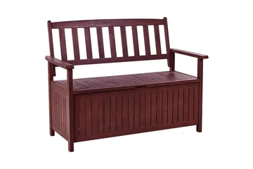 Trädgårdsbänk med dyna Beliani Sovana Mörk trä/vit, 120 cm Brown||Red - Hagemøbler & utemiljø - Utesofa - Hagebenk & utebenk