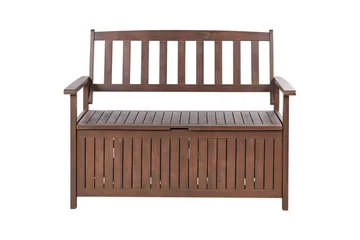 Trädgårdsbänk med dyna Beliani Sovana Mörk trä/vit, 120 cm Dark wood||Red - Hagemøbler & utemiljø - Utesofa - Hagebenk & utebenk