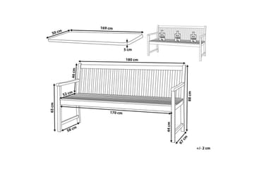 Trädgårdsbänk med dyna Beliani Vivara Light wood||Red - Hagemøbler & utemiljø - Utesofa - Hagebenk & utebenk