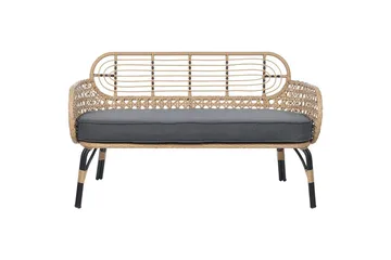 Trädgårdsbänk med dyna Beliani Pratello Natural||Beige||Grey||Black - Hagemøbler & utemiljø - Utesofa - Hagesofa & hagebenk