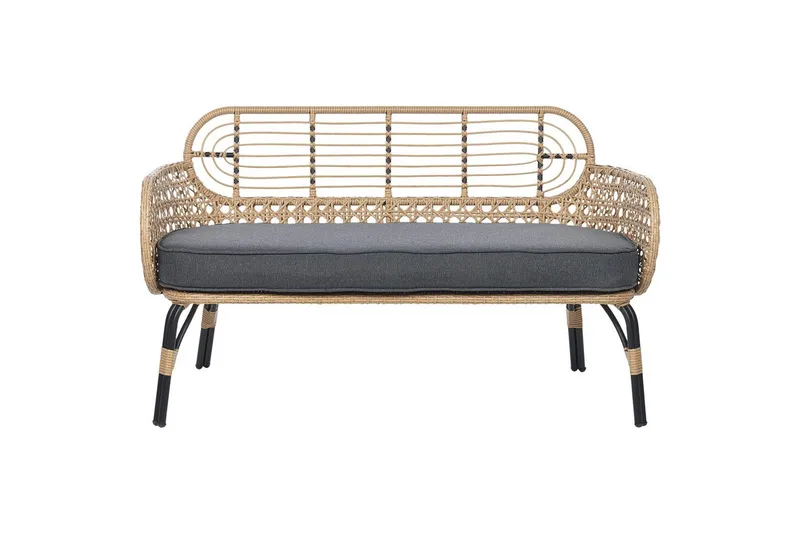 Trädgårdsbänk med dyna Beliani Pratello Natural||Beige||Grey||Black