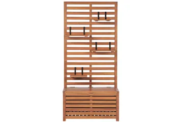 Trädgårdsbänk med väggpanel Beliani Matino Light wood - Hagemøbler & utemiljø - Utesofa - Hagebenk & utebenk