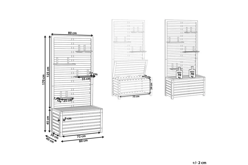 Trädgårdsbänk med väggpanel Beliani Matino Light wood - Hagemøbler & utemiljø - Utesofa - Hagebenk & utebenk