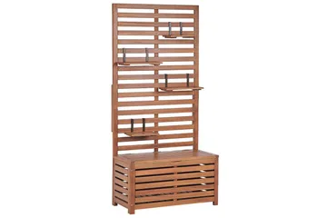Trädgårdsbänk med väggpanel Beliani Matino Light wood - Hagemøbler & utemiljø - Utesofa - Hagebenk & utebenk