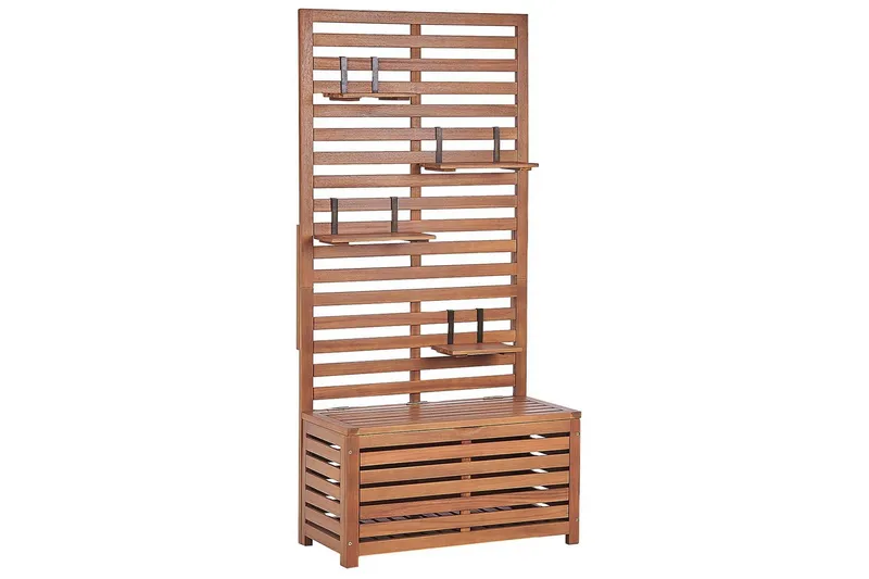 Trädgårdsbänk med väggpanel Beliani Matino Light wood - Hagemøbler & utemiljø - Utesofa - Hagebenk & utebenk