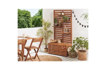 Trädgårdsbänk med väggpanel Beliani Matino Light wood - Hagemøbler & utemiljø - Utesofa - Hagebenk & utebenk