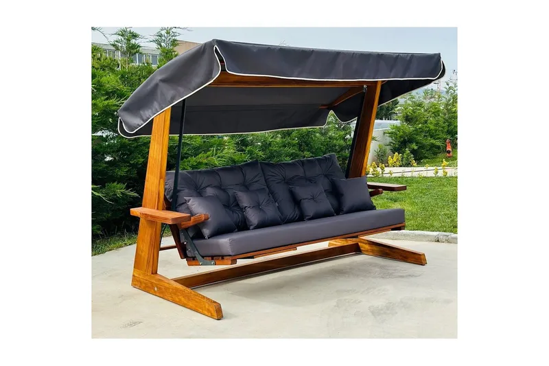 Tredobbelt hagestol Dasina Naturlig / antrasitt - Naturlig / antrasitt - Hagemøbler & utemiljø - Utesofa - Hengesofa