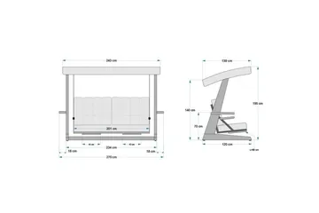 Tredobbelt hagestol Dasina Naturlig / antrasitt - Naturlig / antrasitt - Hagemøbler & utemiljø - Utesofa - Hengesofa