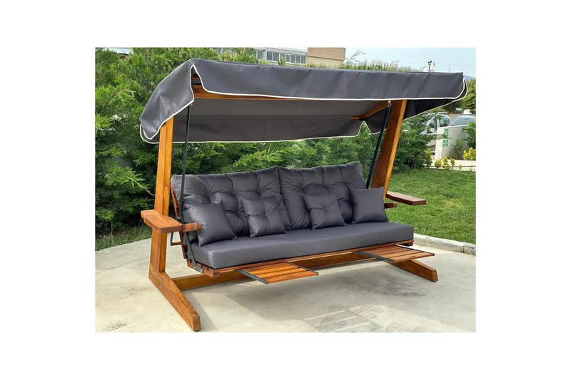 Tredobbelt hagestol Dasina Naturlig / antrasitt - Naturlig / antrasitt - Hagemøbler & utemiljø - Utesofa - Hengesofa