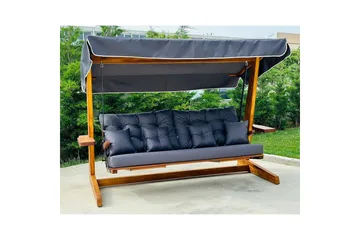 Tredobbelt hagestol Dasina Naturlig / antrasitt - Naturlig / antrasitt - Hagemøbler & utemiljø - Utesofa - Hengesofa