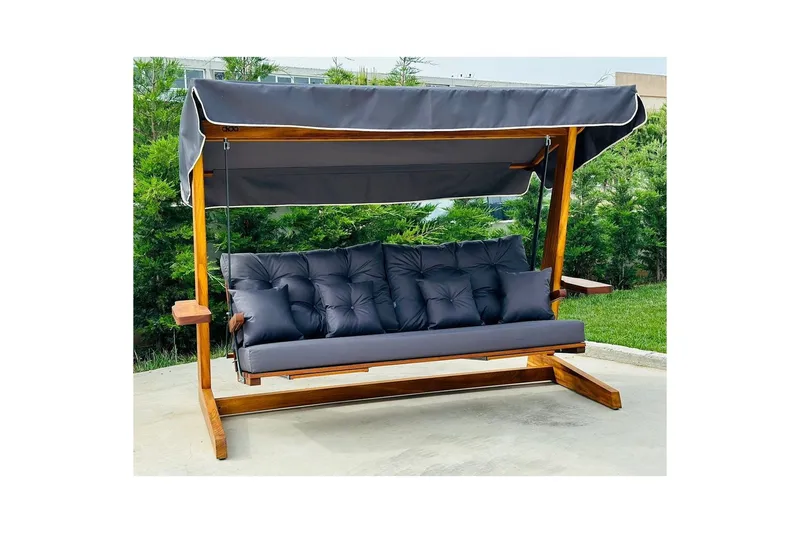 Tredobbelt hagestol Dasina Naturlig / antrasitt - Naturlig / antrasitt - Hagemøbler & utemiljø - Utesofa - Hengesofa