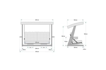 Tredobbelt hagestol Dasina Naturlig / beige - Naturlig / beige - Hagemøbler & utemiljø - Utesofa - Hengesofa